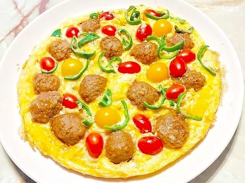 業スーアレンジ!肉団子のオープンオムレツ♪